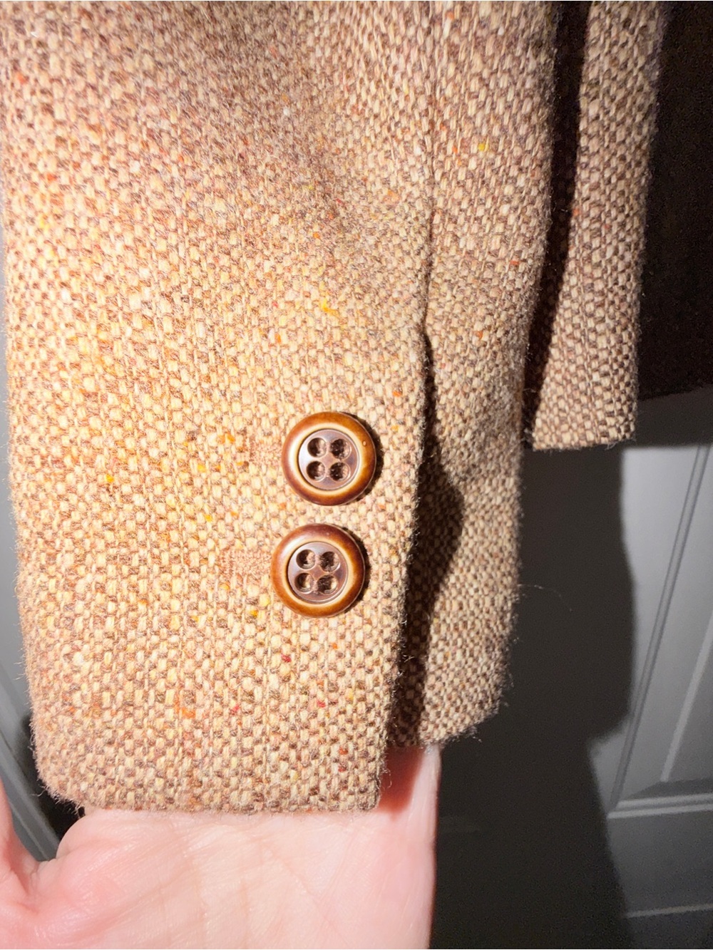 LOFT Women's Tan Tweed 75% Wool Blazer Jacket. Sz 8P - Picture 5 of 7
